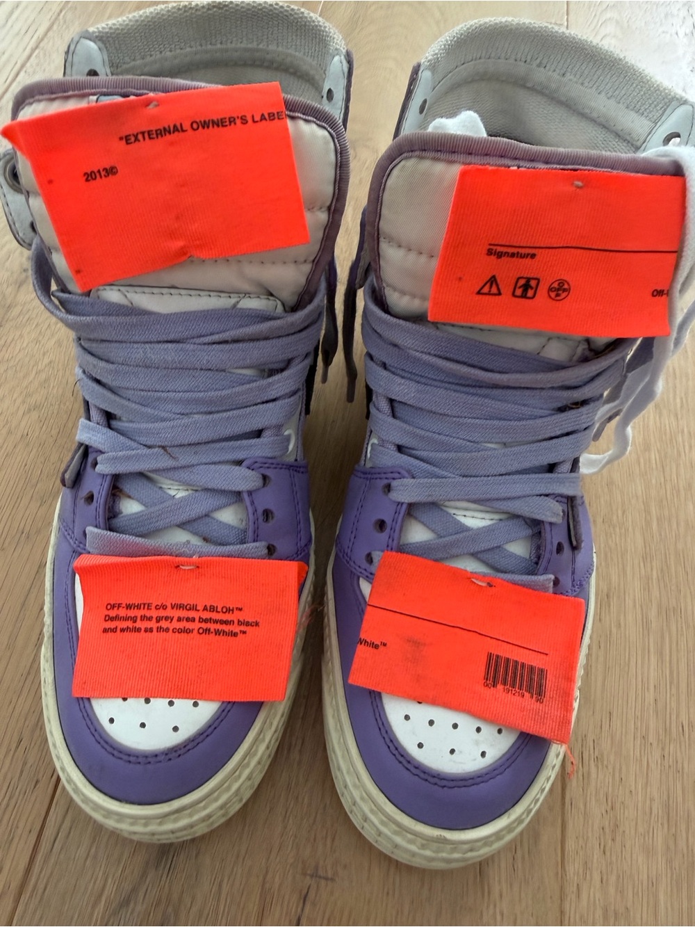 Off-White Purple and White Women’s Sneakers - Picture 6 of 8